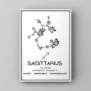 Sagittarius zodiac sign constellation art print handmade birthday gift